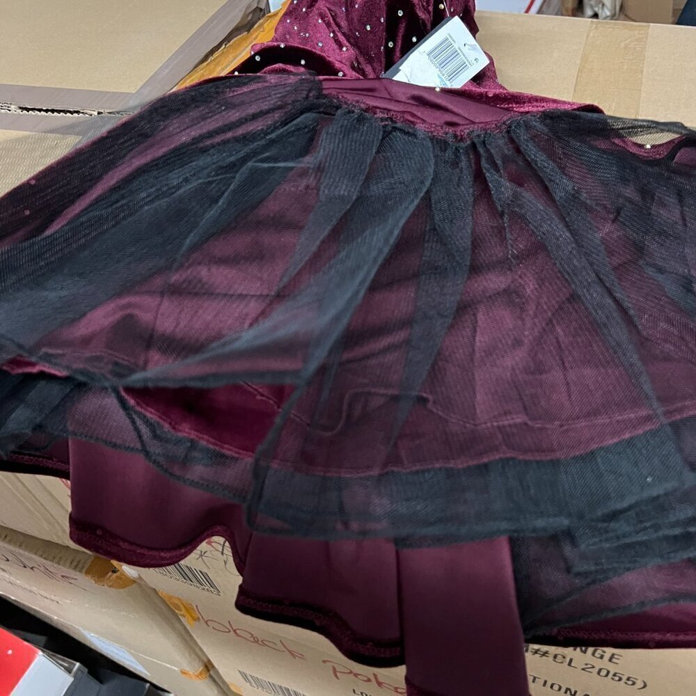 City Studios Junior Sz 5/6 Embellished Velvet Skater Dress Purple - Picture 9 of 12